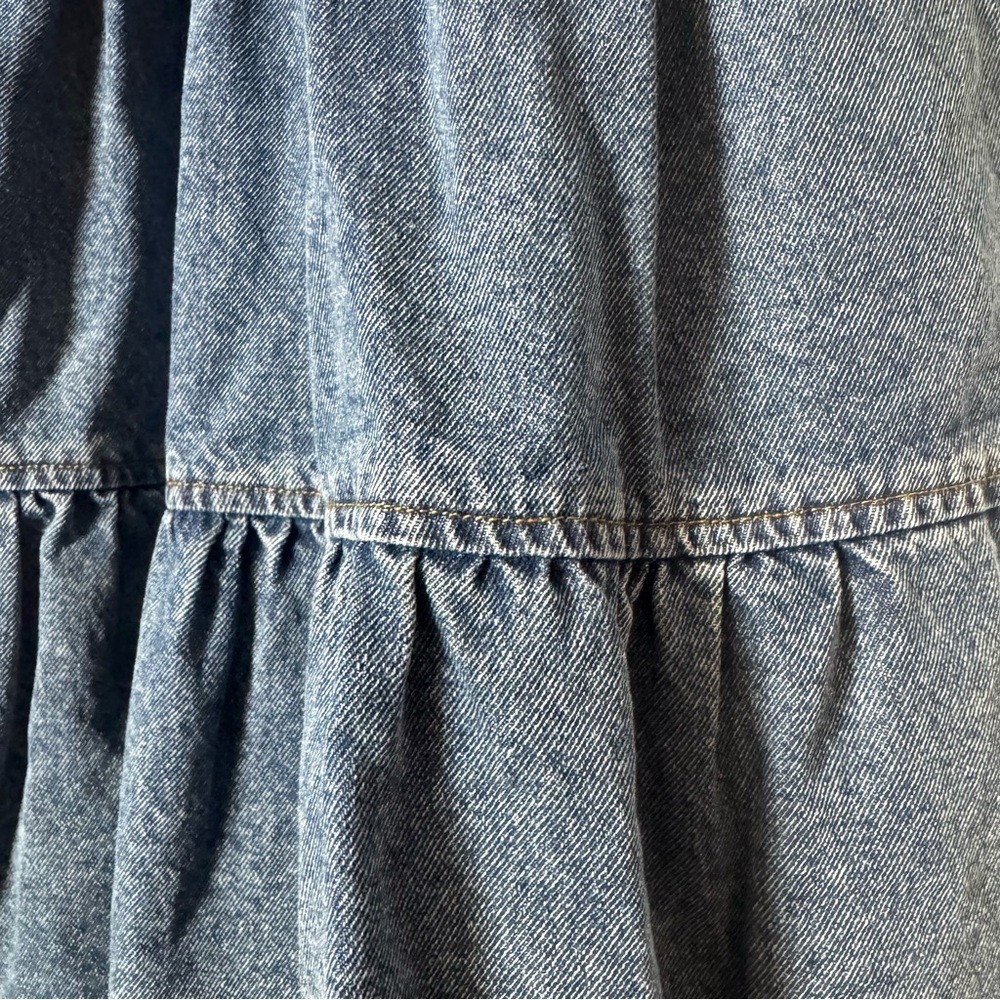 Altar'd State Blue Ruffle Sleeve Keyhole Medium Dark Wash Jean Denim Dress Small - Picture 10 of 10